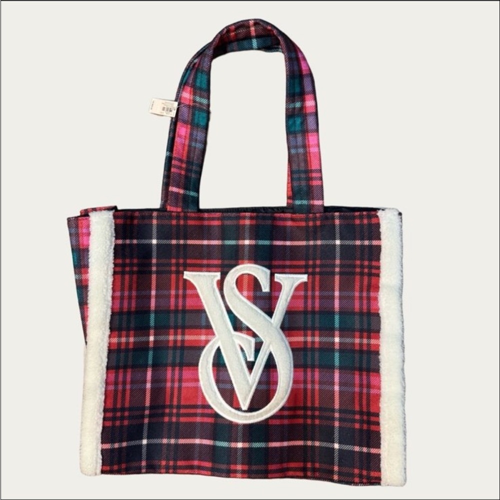 Victoria's Secret Checkered Tote - Red, Pink, and Blue